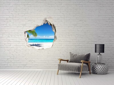 Vinilo adhesivo efecto agujero 3d para casa Playa tropical con palmeras