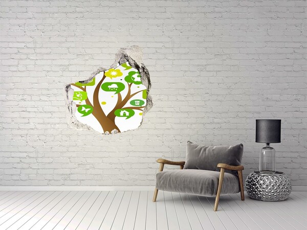 Vinilo decorativo boquete pared irregular El mundo verde de la naturaleza