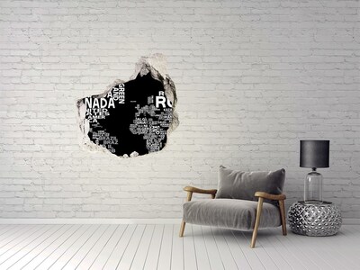 Vinilo adhesivo efecto agujero 3d para casa Mapa del mundo en un agujero en la pared