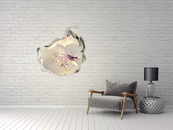 Pegatina efecto 3d pared rota decorativa Un sueño floral detrás de la pared.