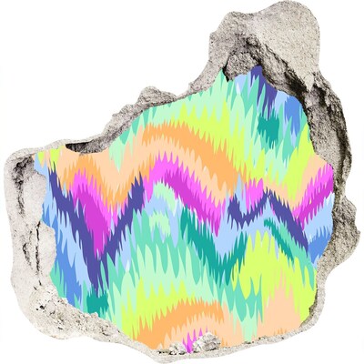 Pegatina efecto 3d pared rota decorativa Una ola colorida en la pared.