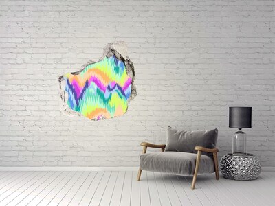 Pegatina efecto 3d pared rota decorativa Una ola colorida en la pared.