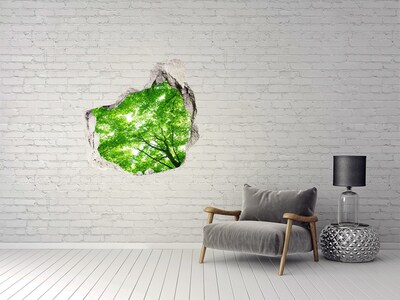 Vinilo adhesivo efecto agujero 3d para casa Bosque verde en un agujero en la pared