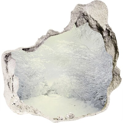 Vinilo decorativo boquete pared irregular Paisaje invernal detrás del muro