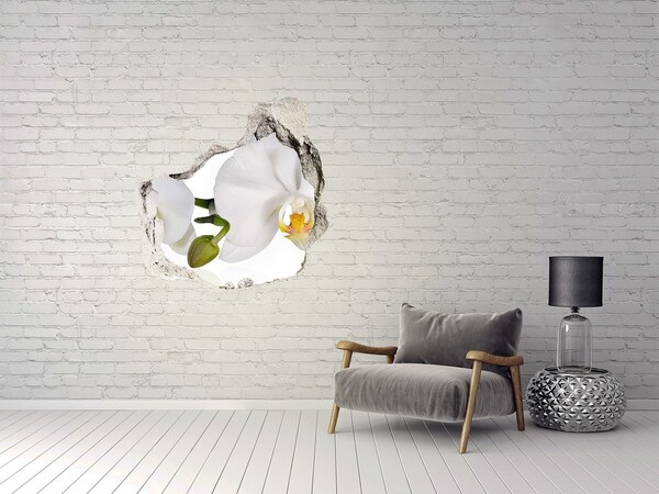 Pegatina efecto 3d pared rota decorativa Flores de orquídea en hormigón