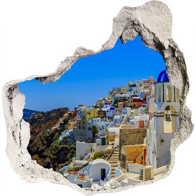 Vinilo adhesivo efecto agujero 3d para casa Santorini bajo la luz del sol