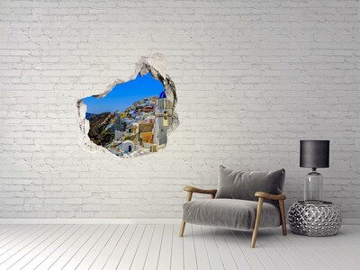 Vinilo adhesivo efecto agujero 3d para casa Santorini bajo la luz del sol