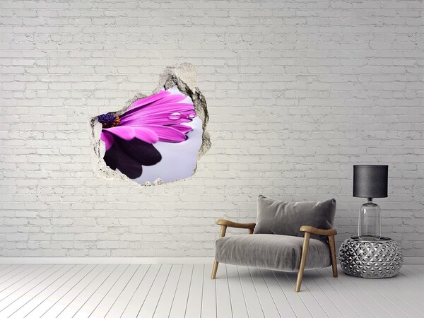 Vinilo decorativo boquete pared irregular Un oasis floral detrás del muro