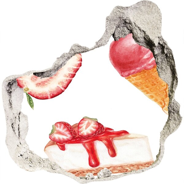 Vinilo decorativo boquete pared irregular Dulces delicias del verano