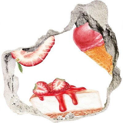 Vinilo decorativo boquete pared irregular Dulces delicias del verano