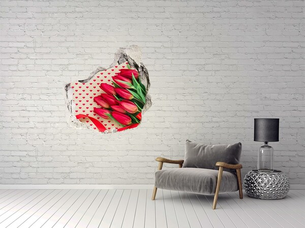 Vinilo adhesivo efecto agujero 3d para casa Tulipanes en corazones