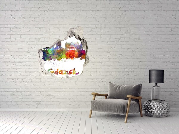 Pegatina efecto 3d pared rota decorativa Gdansk con los colores del arco iris