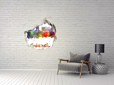 Pegatina efecto 3d pared rota decorativa Gdansk con los colores del arco iris