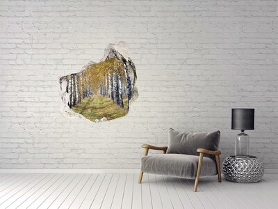 Pegatina pared rota trampantojo decorativo Callejón de abedules otoñales