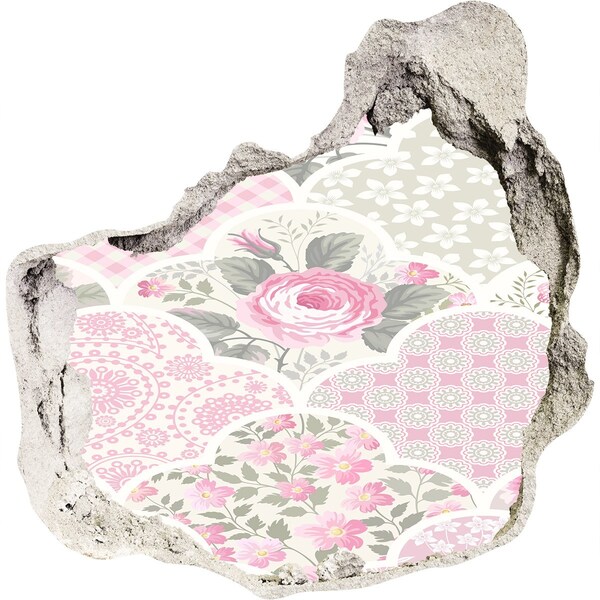 Pegatina efecto 3d pared rota decorativa Patrón floral de agujero en la pared