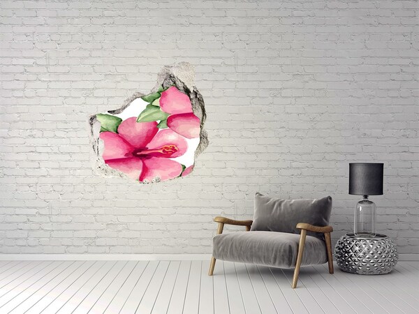 Vinilo decorativo boquete pared irregular Un paraíso de flores detrás del muro.