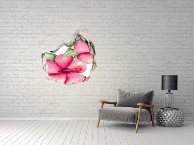 Vinilo decorativo boquete pared irregular Un paraíso de flores detrás del muro.