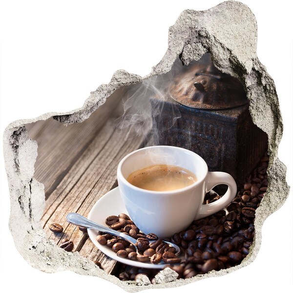 Vinilo decorativo boquete pared irregular Café en una cafetería acogedora