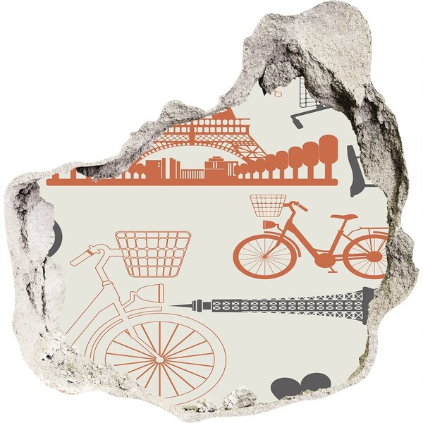 Pegatina efecto 3d pared rota decorativa París en detalle