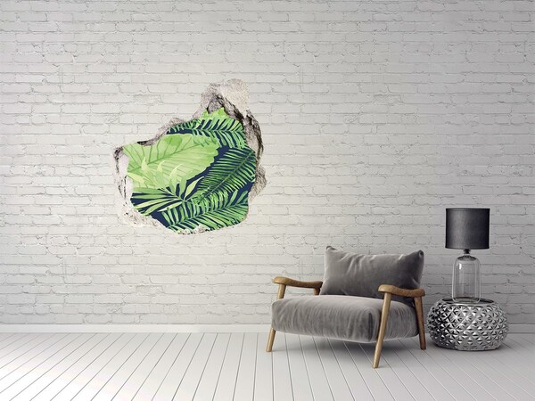 Vinilo decorativo boquete pared irregular Un oasis tropical en un agujero de hormigón