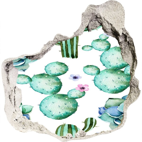 Vinilo adhesivo efecto agujero 3d para casa Cactus en un agujero en la pared