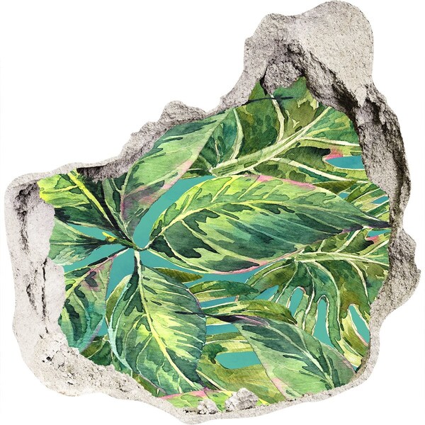 Pegatina efecto 3d pared rota decorativa Jungla verde detrás del muro