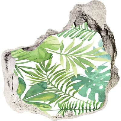 Vinilo adhesivo efecto agujero 3d para casa Un paraíso tropical entre las hojas.