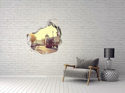 Pegatina efecto 3d pared rota decorativa Una calle de Londres por la mañana.