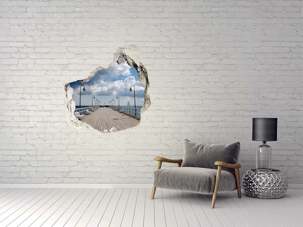 Vinilo decorativo boquete pared irregular Muelle junto al mar