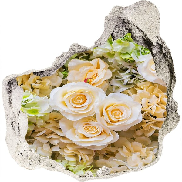 Pegatina pared rota trampantojo decorativo Un paraíso de flores detrás del muro.