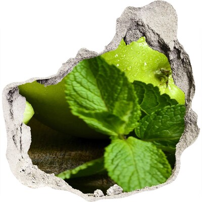 Vinilo adhesivo efecto agujero 3d para casa Manzana verde con menta