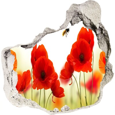 Vinilo decorativo boquete pared irregular Paraíso de flores con una abeja