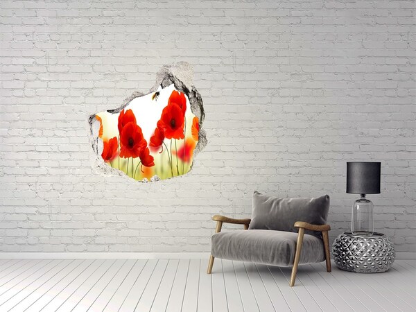 Vinilo decorativo boquete pared irregular Paraíso de flores con una abeja