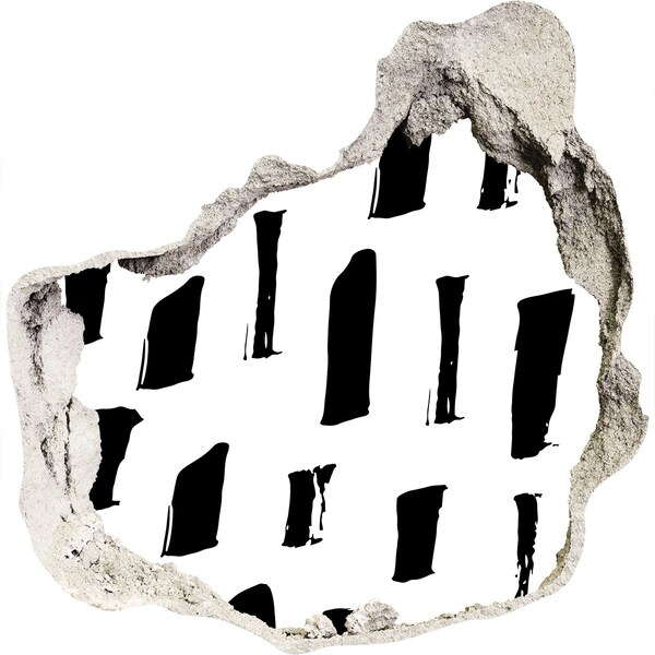 Vinilo adhesivo efecto agujero 3d para casa Una muralla en ruinas con vistas a la ciudad.