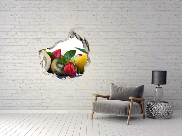 Vinilo adhesivo efecto agujero 3d para casa El paraíso de las frutas detrás del muro