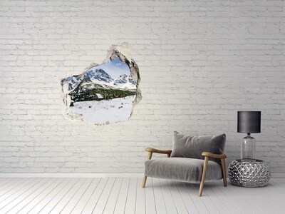 Vinilo decorativo boquete pared irregular paisaje de montaña invernal