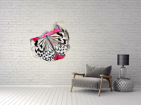 Vinilo decorativo boquete pared irregular Mariposa en una pared rota