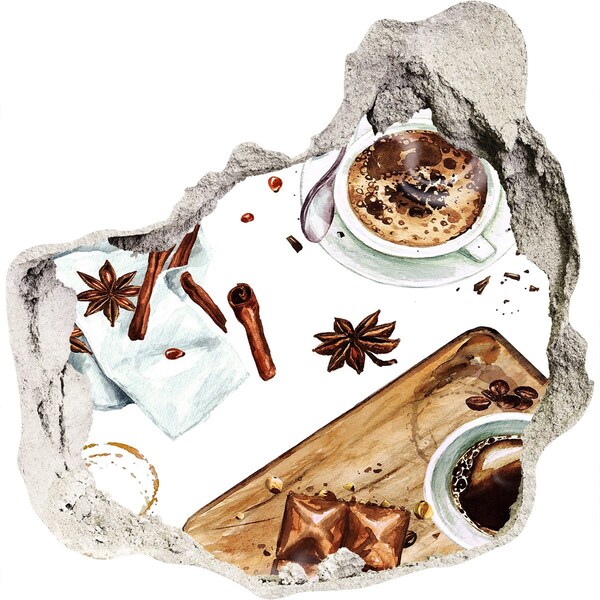 Pegatina efecto 3d pared rota decorativa Rincón de café con especias