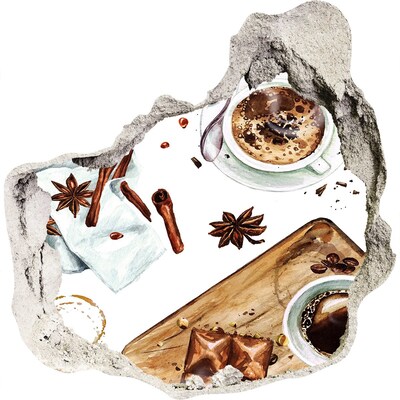 Pegatina efecto 3d pared rota decorativa Rincón de café con especias