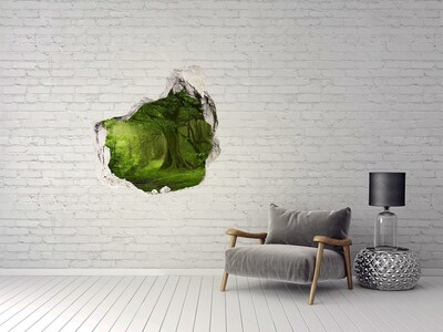 Vinilo adhesivo efecto agujero 3d para casa Un bosque verde lleno de vida.