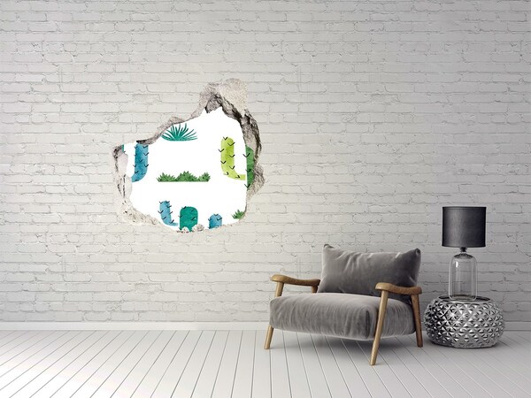Vinilo decorativo boquete pared irregular Paisaje verde con cactus
