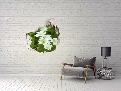 Vinilo decorativo boquete pared irregular Flores en un agujero en la pared