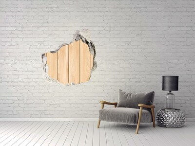 Vinilo adhesivo efecto agujero 3d para casa Una pared dañada con piso de madera.