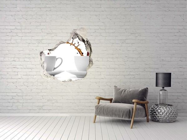Vinilo adhesivo efecto agujero 3d para casa Café en una pared en ruinas