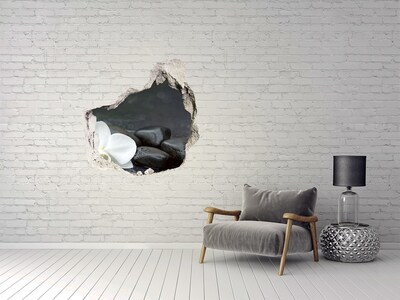 Pegatina pared rota trampantojo decorativo Flores y piedras contra el fondo del agua.