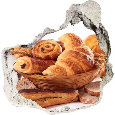 Vinilo adhesivo efecto agujero 3d para casa Deliciosos productos horneados en una canasta.