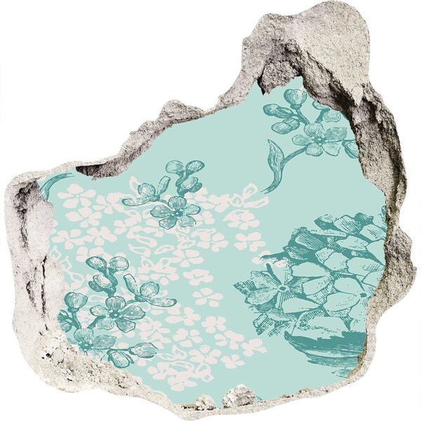 Naklejka 3D dziura na ścianę samoprzylepna Kwiatowy mural w dziurze w ścianie