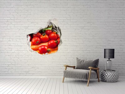 Vinilo decorativo boquete pared irregular Verduras frescas del huerto