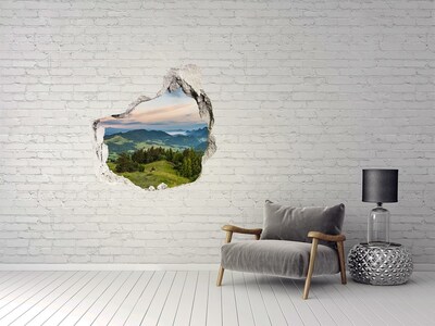 Vinilo adhesivo efecto agujero 3d para casa Paisaje de montaña al amanecer