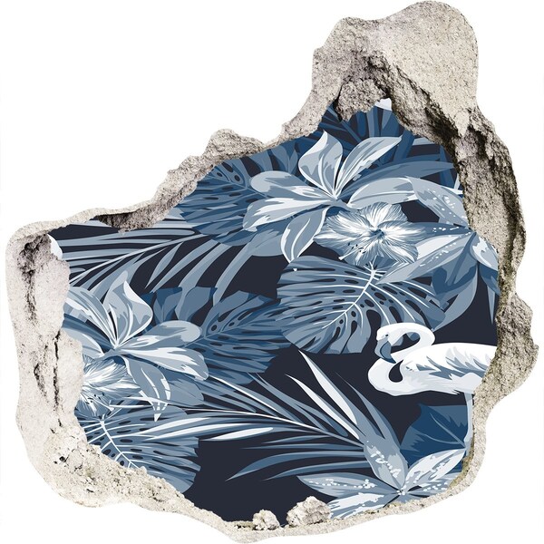 Pegatina pared rota trampantojo decorativo Paraíso tropical con flamencos